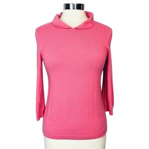 Kate Spade Kyle Peter Pan Sweater 3/4 Length Sleeve Angora Bright Pink — Size M